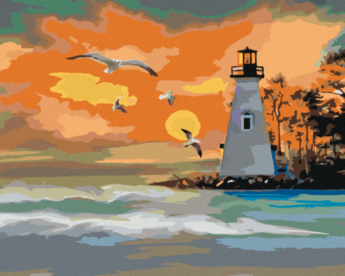 Paint by Numbers - SUNSET AND LIGHTHOUSE