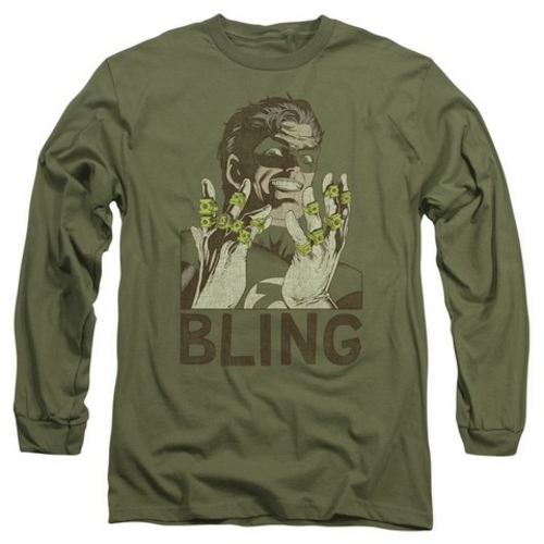 Trevco Green Lantern-Bling Bling Long Sleeve Adult 18-1 Tee, Milit