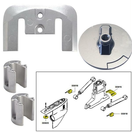 20804AL Tecnoseal Anode Kit with Hardware - Mercury Bravo 2-3 - Alumin