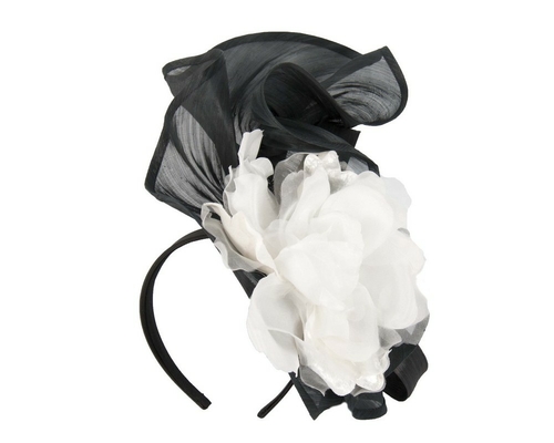 Bespoke large black & white fascinator