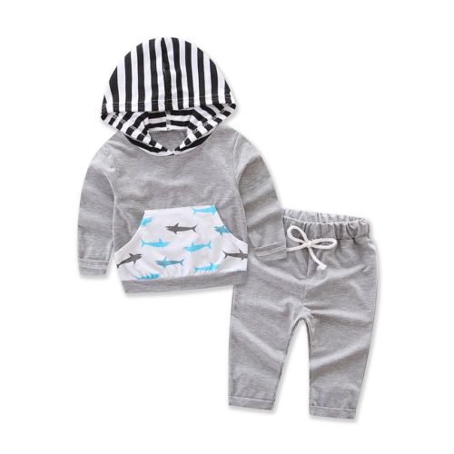 Infant Baby Boy Girls Stripes Long Sleeve Hooded