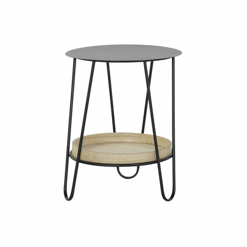 Side table DKD Home Decor Natural Black Metal MDF (40,5 x 40,5 x 50,5