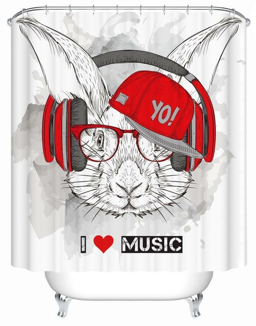 Music Lover Rabbit Shower Curtain