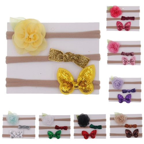 3Pcs Kids Elastic Kawaii flower headband Hair