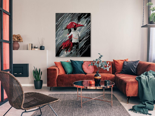Paint by Numbers - LOVERS UNDER AN UMBRELLA AND HEAVY RAIN