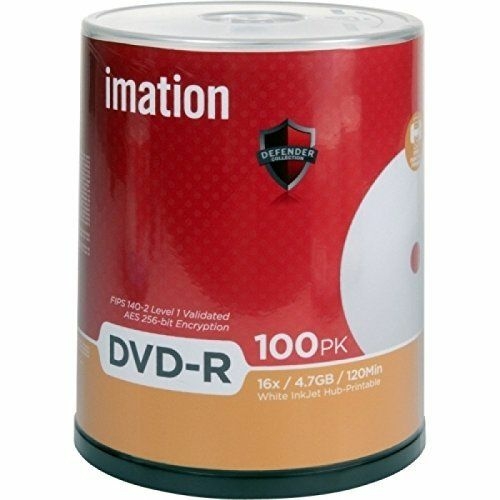 Imation 29909 Dvd-R 4.7 GB 16x White Thermal Hub Printable 100 Pack Ca