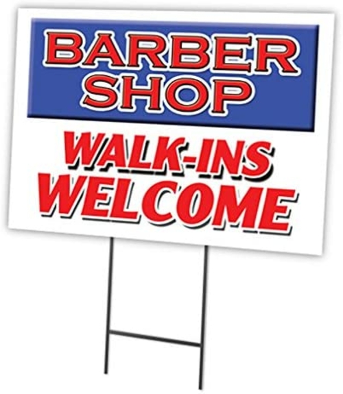 SignMission C-2436-DS-Barber Shop Walk-Ins W 24 x 36 in. Barber Shop W