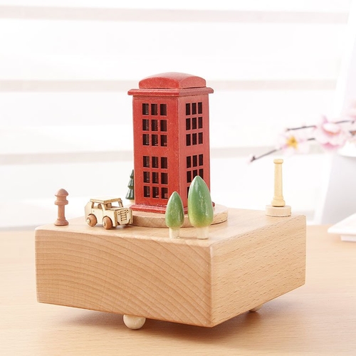 Red Telephone Booth Music Box