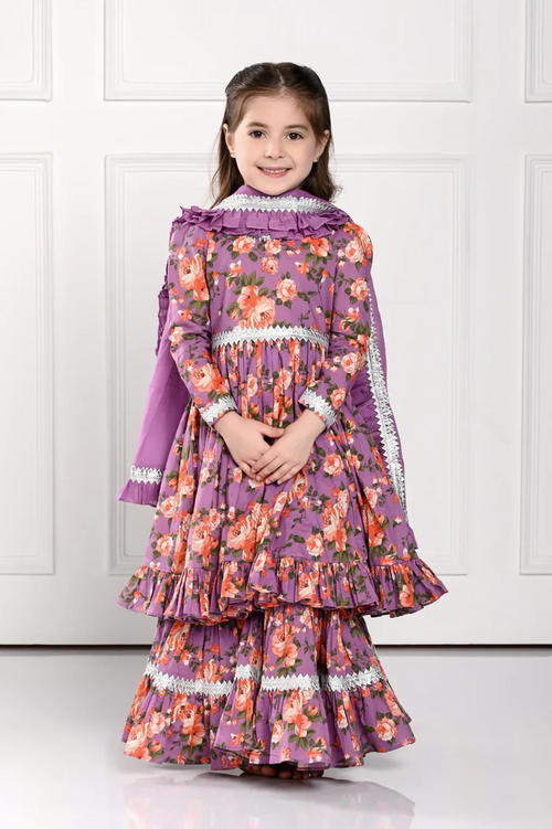 Comfortable And Flowy Pleated Suit set for girls (SIZE-3-4yr)