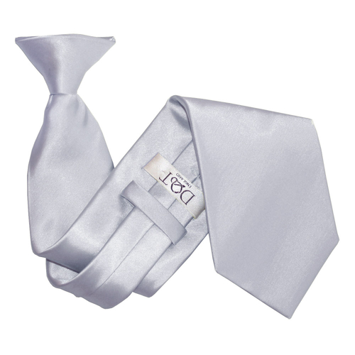 Plain Satin Clip-On Tie - Silver