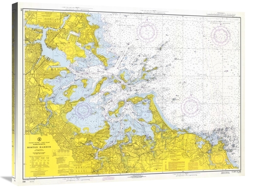 Global Gallery GCS-450533-36-142 36 in. Nautical Chart - Boston Harbor