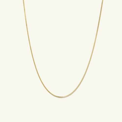 14K Gold Dainty Baby Curb Chain Necklace 16"-24"