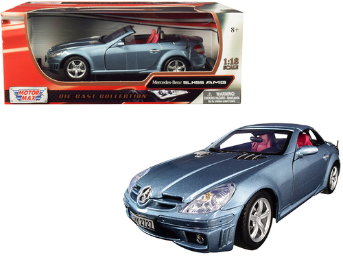 Mercedes Benz SLK 55 AMG with Retractable Roof Silver Blue 1/18