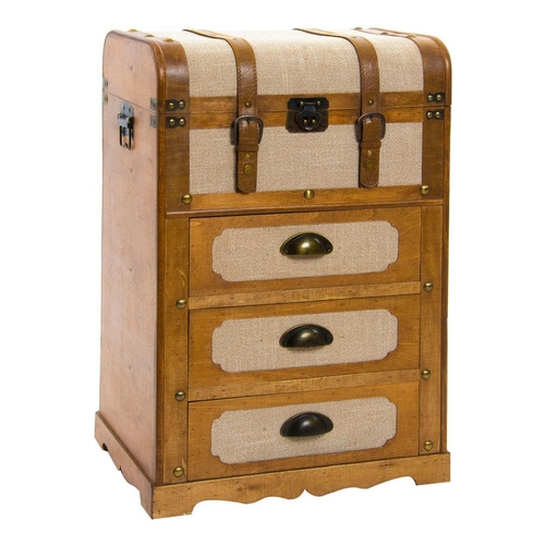 Chest of drawers DKD Home Decor Beige Natural Wood Canvas Colonial 45