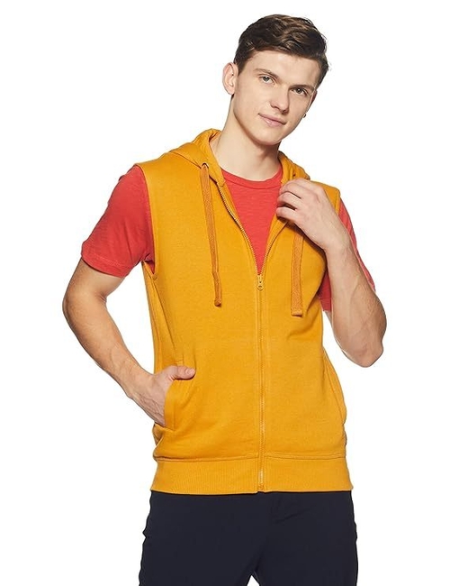 Men's Cotton Hooded Neck Regular Fit Tshirt (Size-M) (Color-MUSTARD)