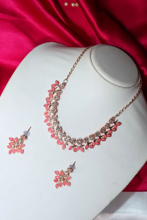 Premium Stylish Gold Plated Jewellery Set With Earring 