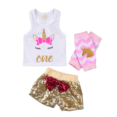 4Pcs Unicorn Bling Sequins Newborn Kids Baby