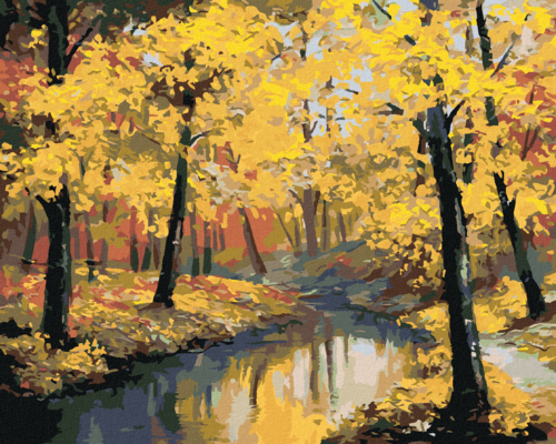 Paint by Numbers - AUTUMN FOREST AND A RIVER