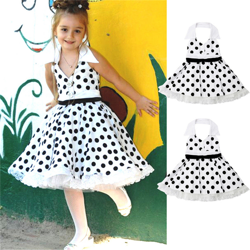 Vintage Kids Baby Girl Backless Summer Party Dress