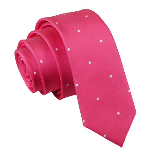 Pin Dot Skinny Tie - Hot Pink