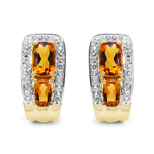 14K Yellow Gold Plated 1.94 Carat Genuine Citrine & White Topaz .925