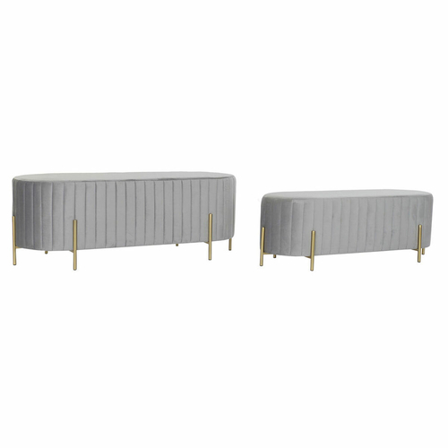 Bench DKD Home Decor   Grey Golden Metal 123 x 50 x 45 cm