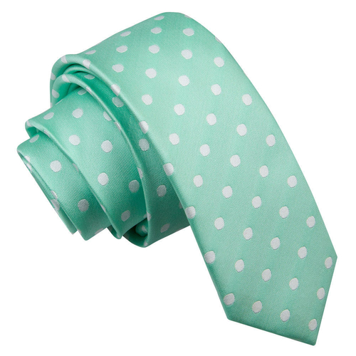 Polka Dot Skinny Tie - Mint Green