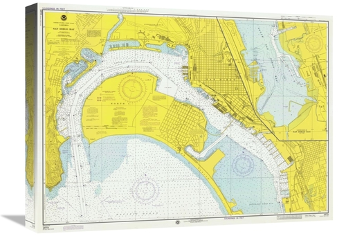 Global Gallery GCS-450532-22-142 22 in. Nautical Chart - San Diego Bay