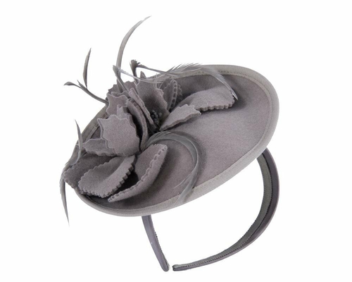 Grey winter felt fascinator for racing J292G