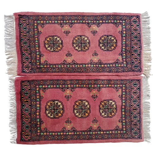 Bokhara Handknotted Raspberry Rose Woolen Mat