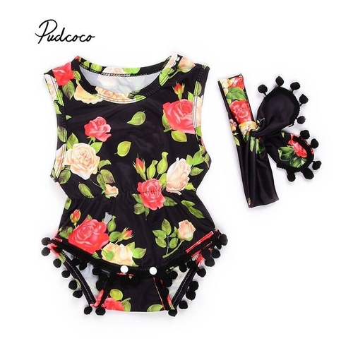 Pudcoco Cute Newborn Baby Girl Flower Bodysuit