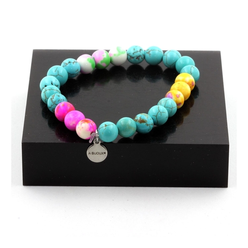 Turquoise + Pink Green + Yellow Pink + Purple Yellow Jasper Bracelet