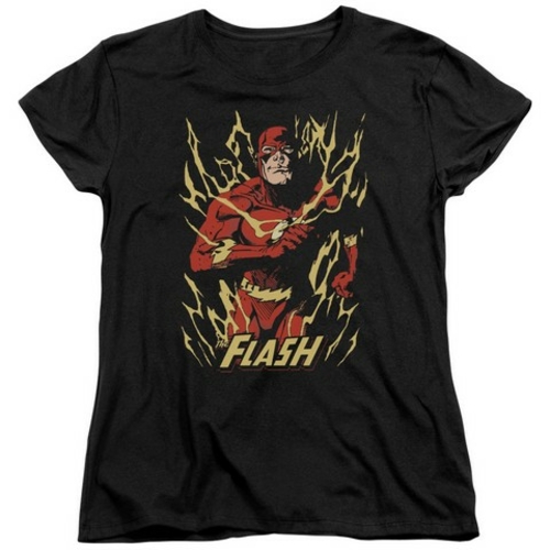 Trevco Jla-Flash Flare Short Sleeve Womens Tee- Black - Small