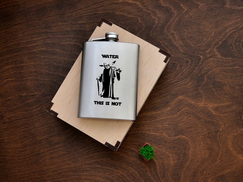 Star Wars Gift Funny Hip Flask Whiskey Gift for Friend Yoda