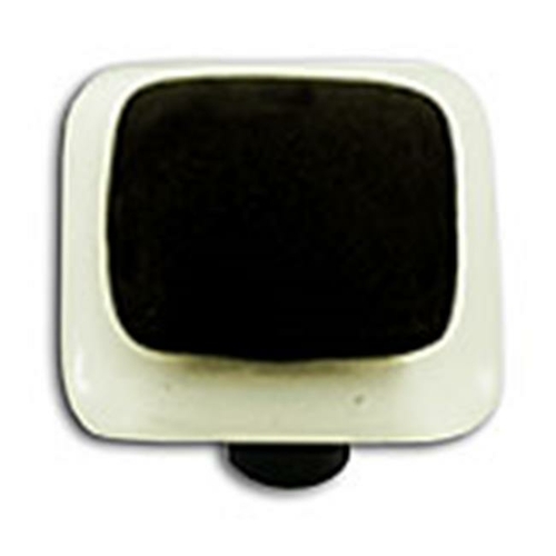 Hot Knobs HK5058-KB White Border with Black Square Glass Cabinet Knob 