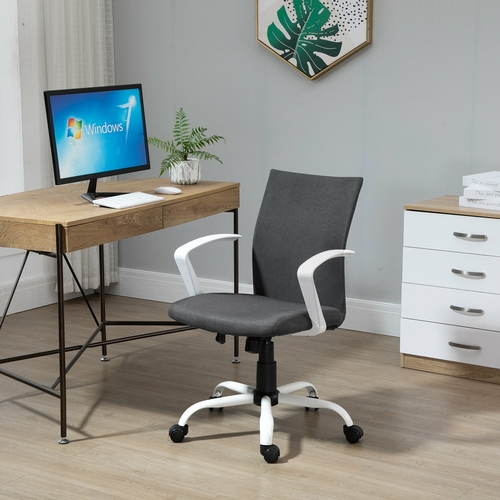 Vinsetto Office Chair Linen Swivel Computer Desk Office Chair  Study