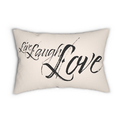 Decorative Lumbar Throw Pillow - Live Laugh Love - Beige Black