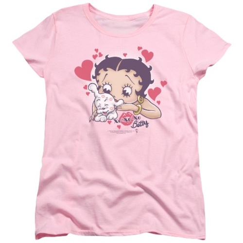 Boop-Puppy Love - Short Sleeve Womens Tee - Pink, Extra Large