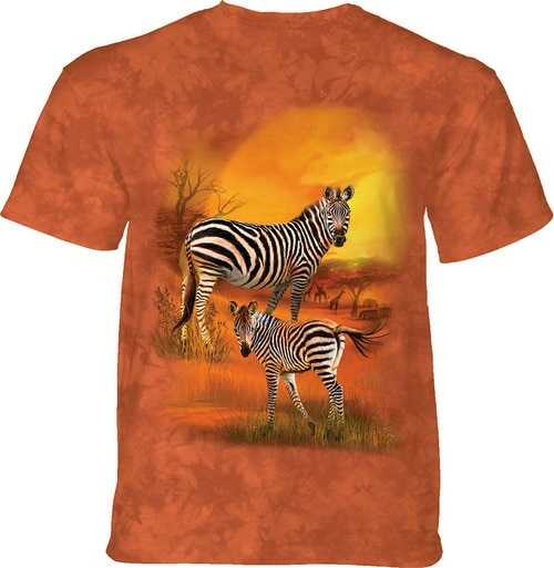 The Mountain 5465892 Orange Mama & Baby Zebra Tri-Blends T-Shirt - Lar