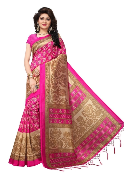 Generic Women's Silk Saree(Pink, 5.5-6mtrs)