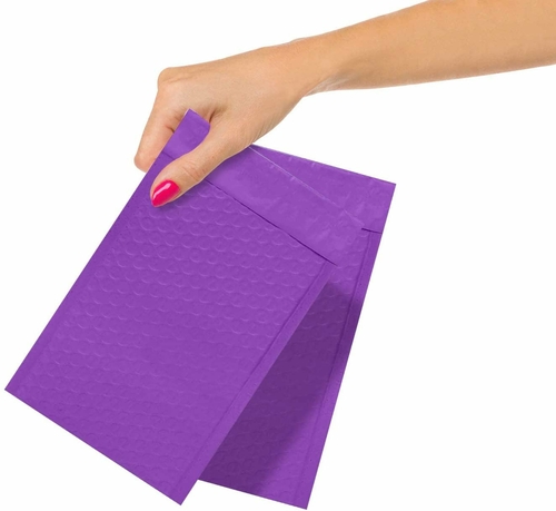 Poly Bubble Mailers 4" x 8", Pack of 25 Purple Padded Shipping