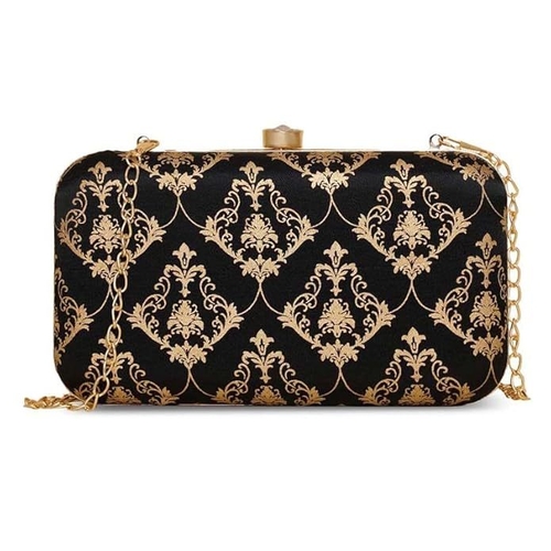 Golden Pattern Printed Women's Jute Handcrafted Clutch 