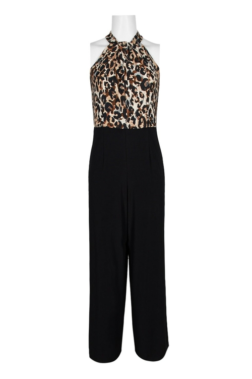 Julia Jordan Halter Neck Crossed Front Multi Print Bodice Keyhole Back