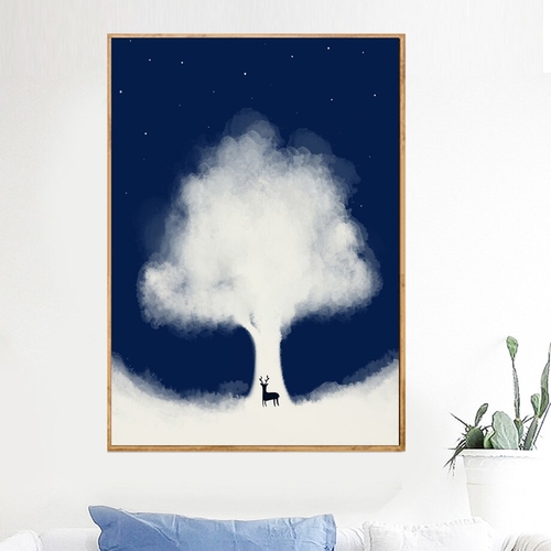 Cloud Deer Abstract Canvas Painting