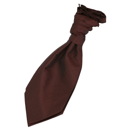 Greek Key Pre-Tied Ruche Cravat - Boys - Burgundy