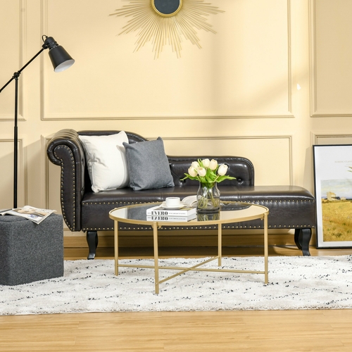 HOMCOM Contemporary Coffee Tables with Metal Base, Round Side Table