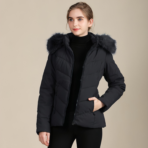 Main Cotton-padded Jacket With Standing Collar For Women image