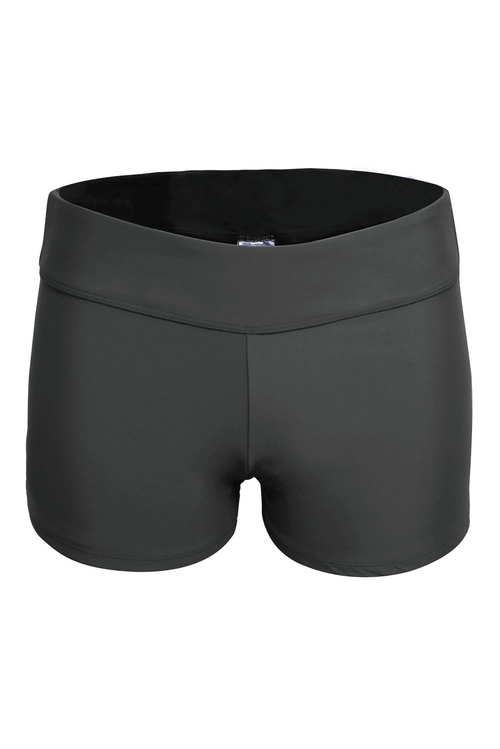 Dark Grey Wide Waistband Swimsuit Bottom Shorts