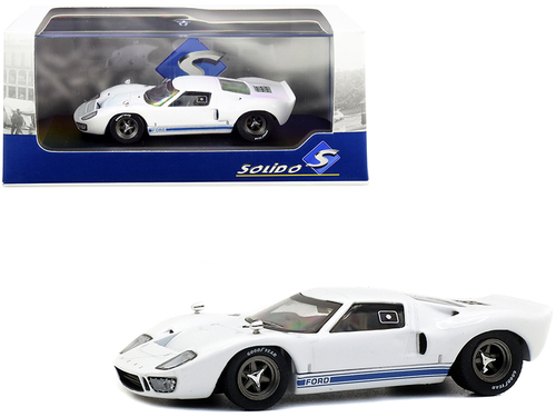 1966 Ford GT40 White with Blue Stripes 1/43 Diecast Model Car by