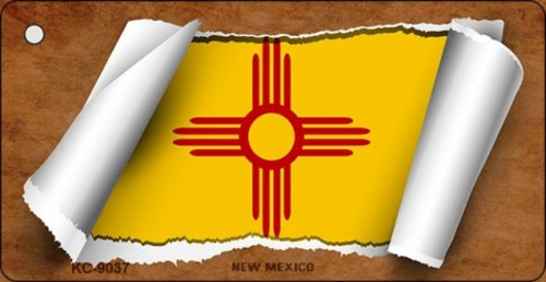 Smart Blonde KC-9037 1.5 x 3 in. New Mexico Flag Scroll Novelty Key Ch
